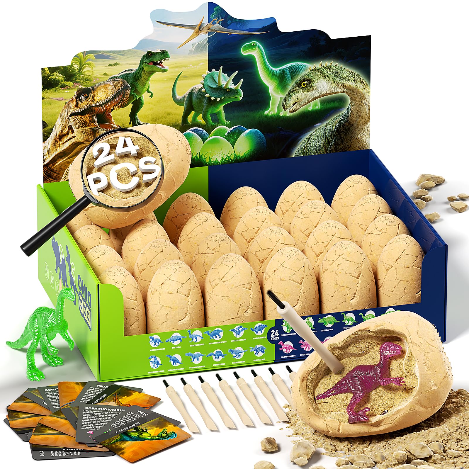 送料込新品未使用未開封ディノスdinosイザ50000IZA５万ブラック Amazon.com: 24 Glow in The Dark Dinosaur Eggs, Excavation Kit with